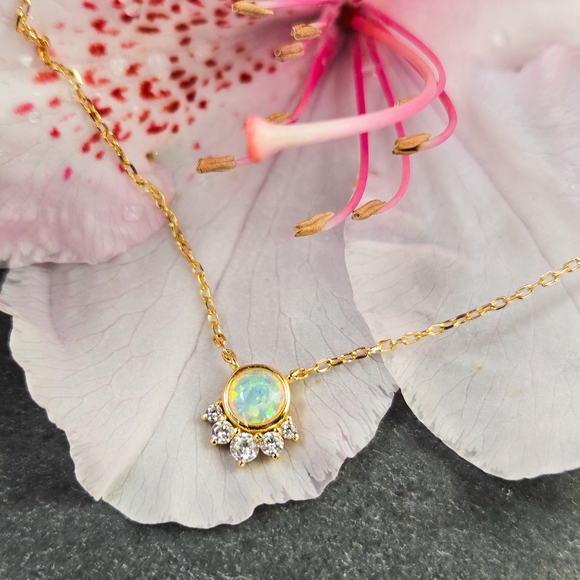 Argento Vivo Jewelry - NWT Argento Vivo Sterling Silver Opal and CZ Pendant